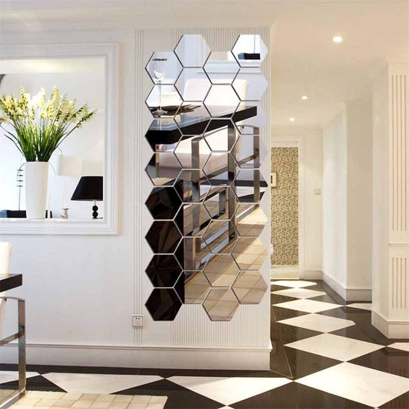 KimDaro 3D Hexagon Acrylic Mirror Wall Decor - Self Adhesive Tiles (15 PCS) - Image 3